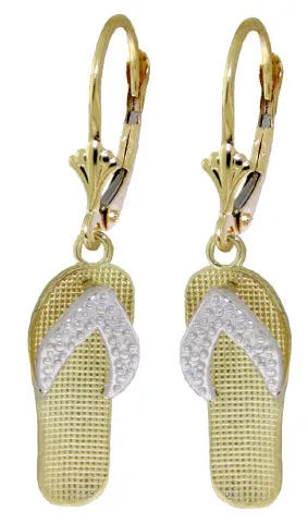 14K Solid White Gold Shoes Leverback Earrings