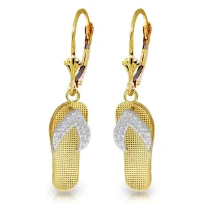 14K Solid Yellow Gold Shoes Leverback Earrings