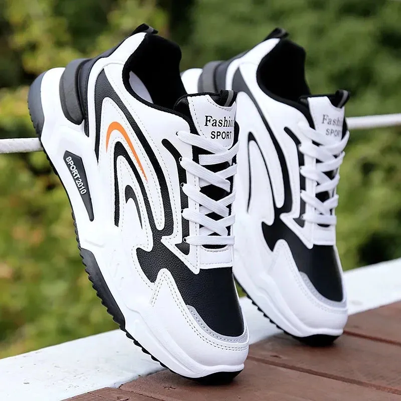 2023 Autumn New Men's Leather Sneakers Fashionable and Comfortable Casual Men's Shoes Outdoor Non-slip Running Shoes