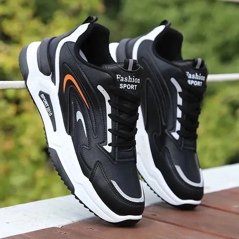 2023 Autumn New Men's Leather Sneakers Fashionable and Comfortable Casual Men's Shoes Outdoor Non-slip Running Shoes