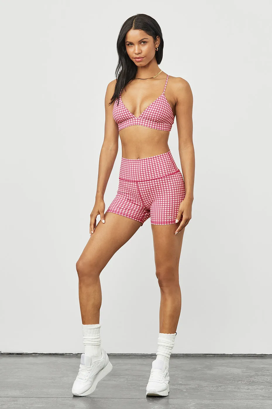 4" Vapor High-Waist Gingham Short - Raspberry Sorbet