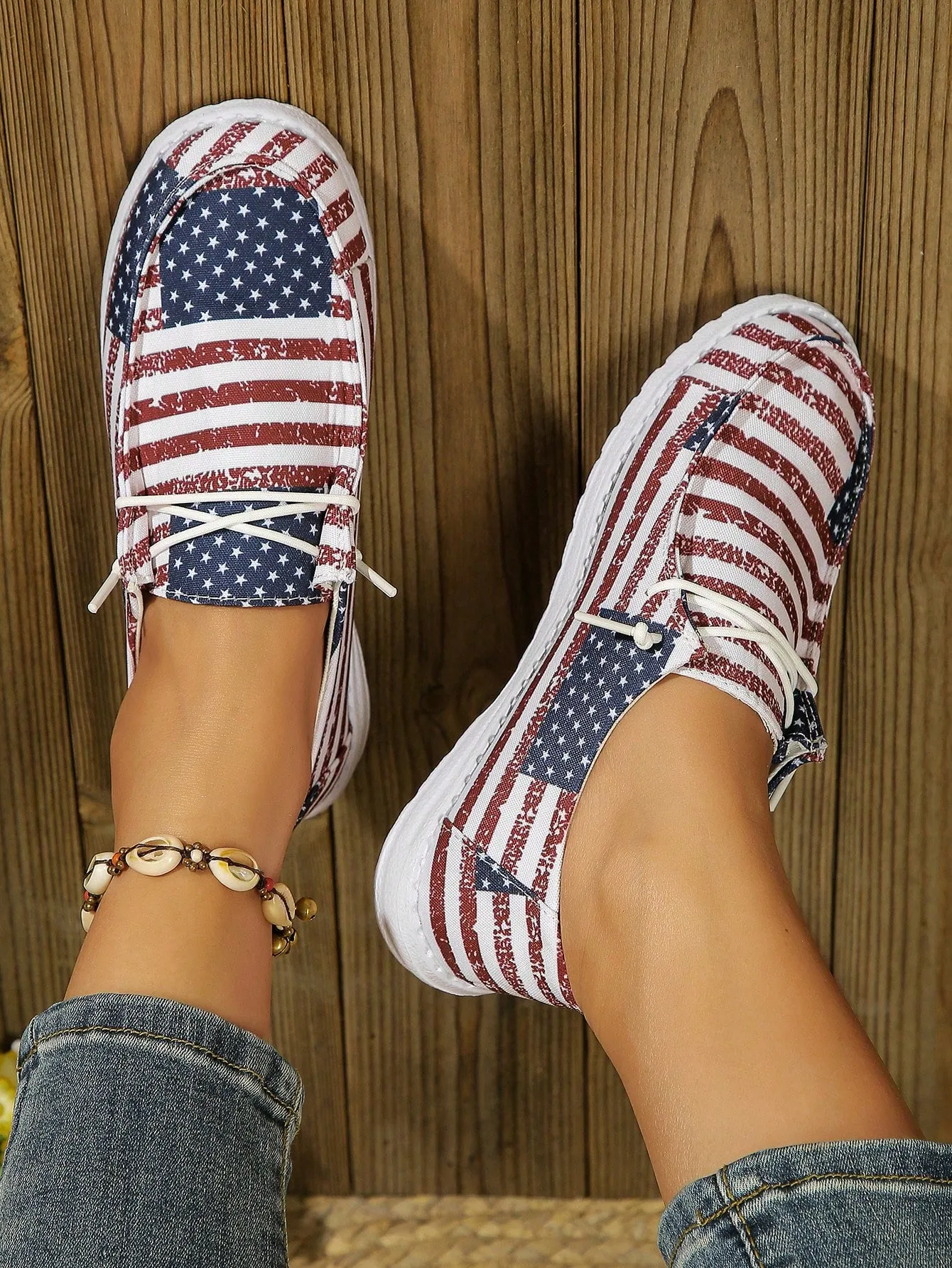 4th of July Vibes: Women's Colorful Canvas Sneakers for Lightweight & Breathable Walking