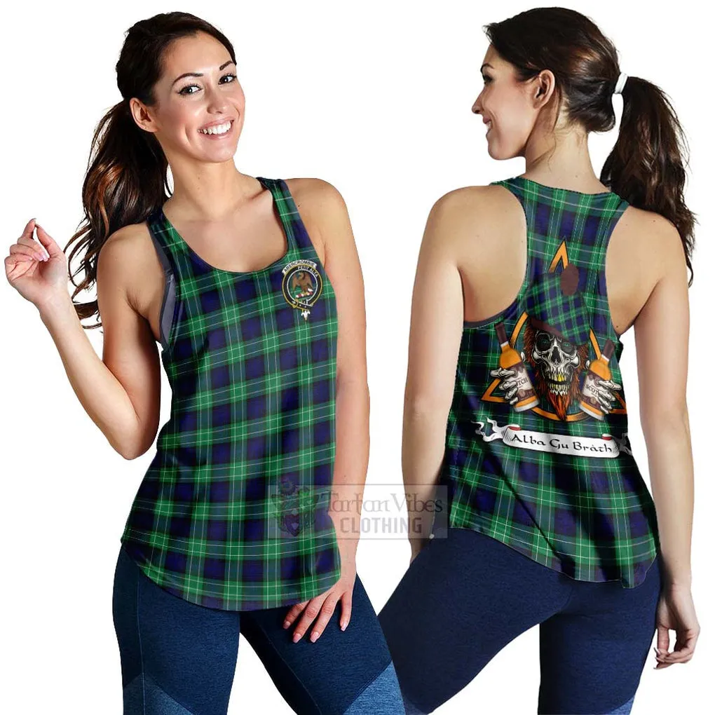 Abercrombie Tartan Women's Racerback Tanks with Family Crest and Bearded Skull Holding Bottles of Whiskey