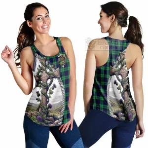 Abercrombie Tartan Women's Racerback Tanks with Family Crest and St. Andrew's Cross Accented by Thistle Vines