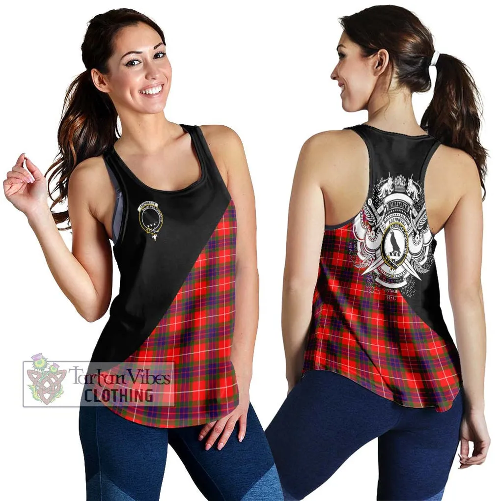 Abernethy Tartan Women's Racerback Tanks with Family Crest and Military Logo Style