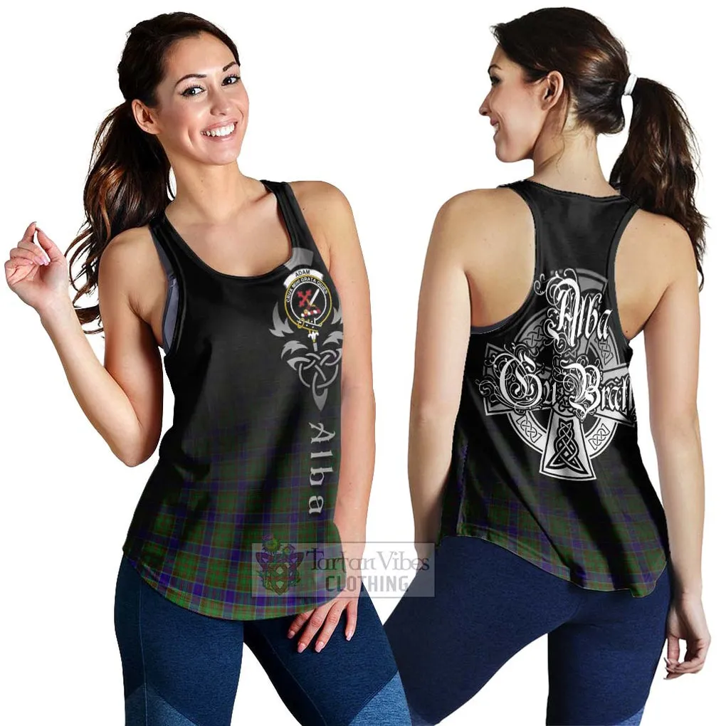 Adam Tartan Women's Racerback Tanks Featuring Alba Gu Brath Family Crest Celtic Inspired