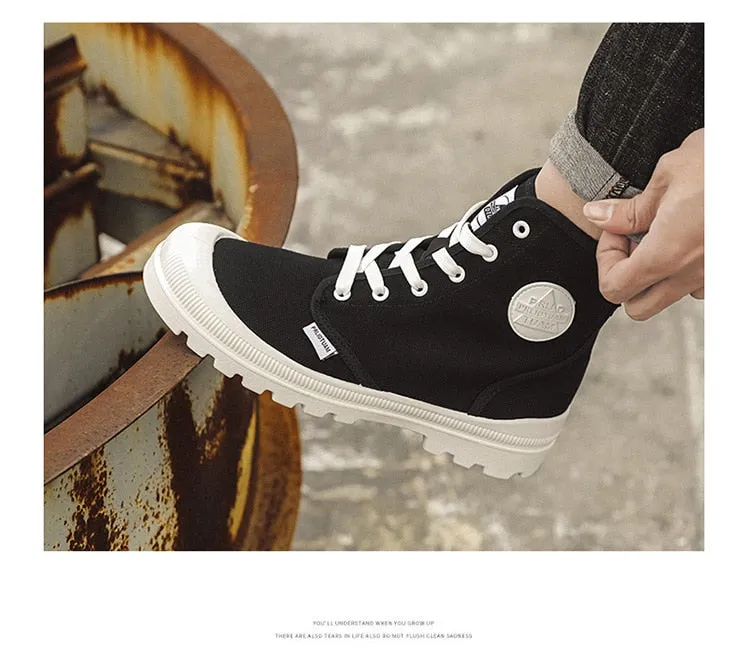 Advbridge Male High Top Canvas Shoes Lace Up Ankle Boots Man Casual Sneakers Outdoor Fashion Vulcanized Shoes Walking Footwear