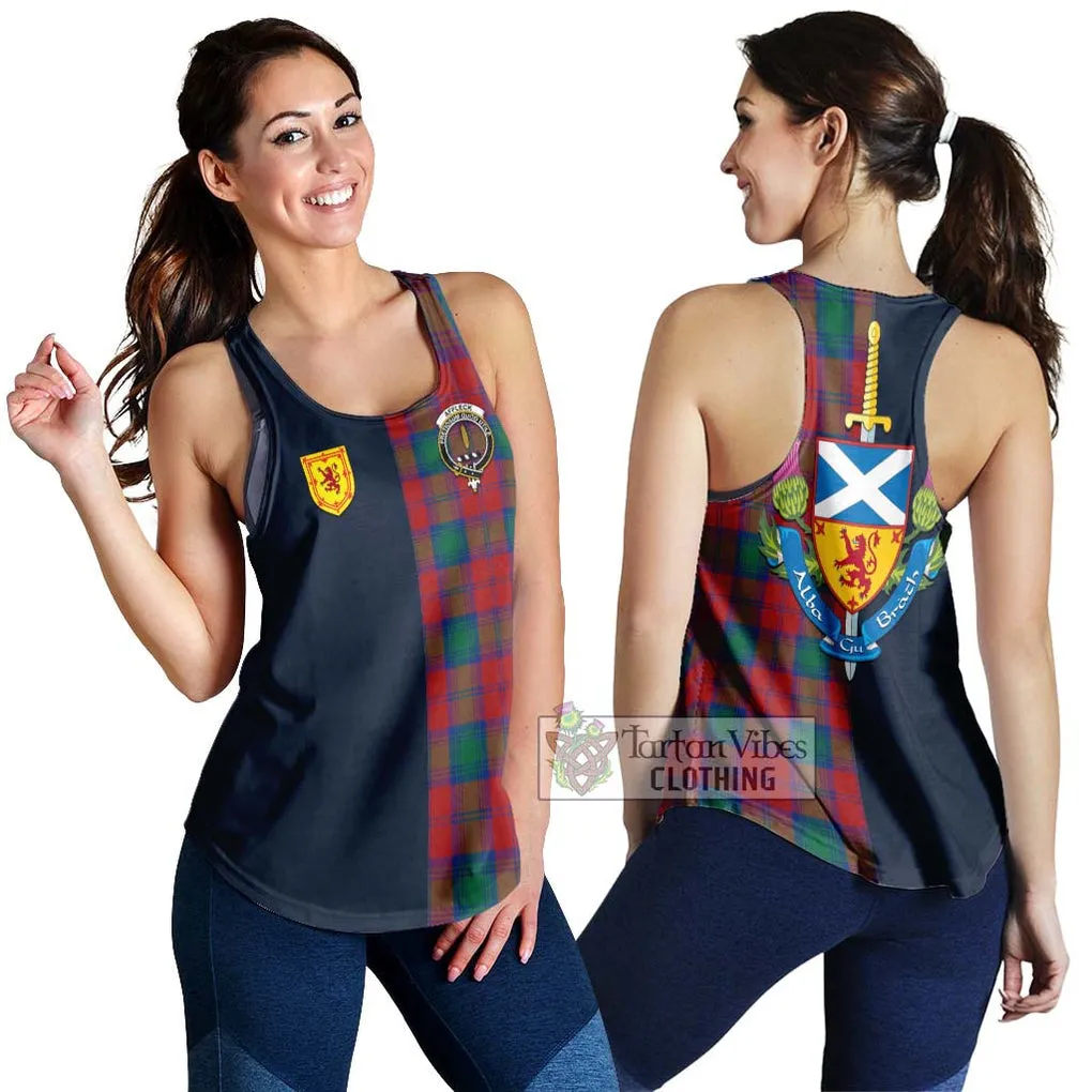 Affleck Tartan Women's Racerback Tanks Alba with Scottish Lion Royal Arm Half Style