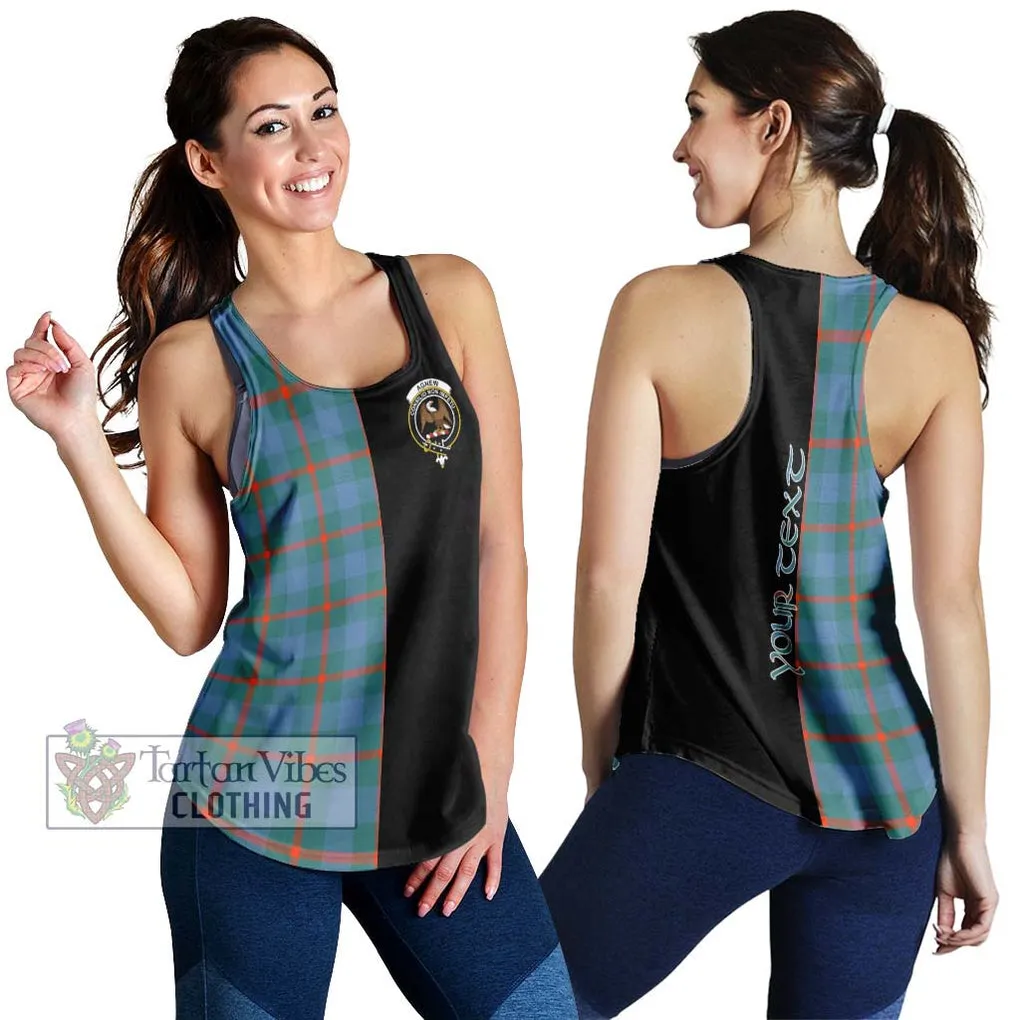 Agnew Ancient Tartan Women's Racerback Tanks with Family Crest and Half Of Me Style