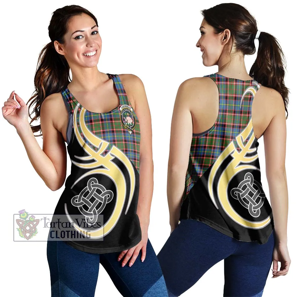 Aikenhead Tartan Women's Racerback Tanks with Family Crest and Celtic Symbol Style