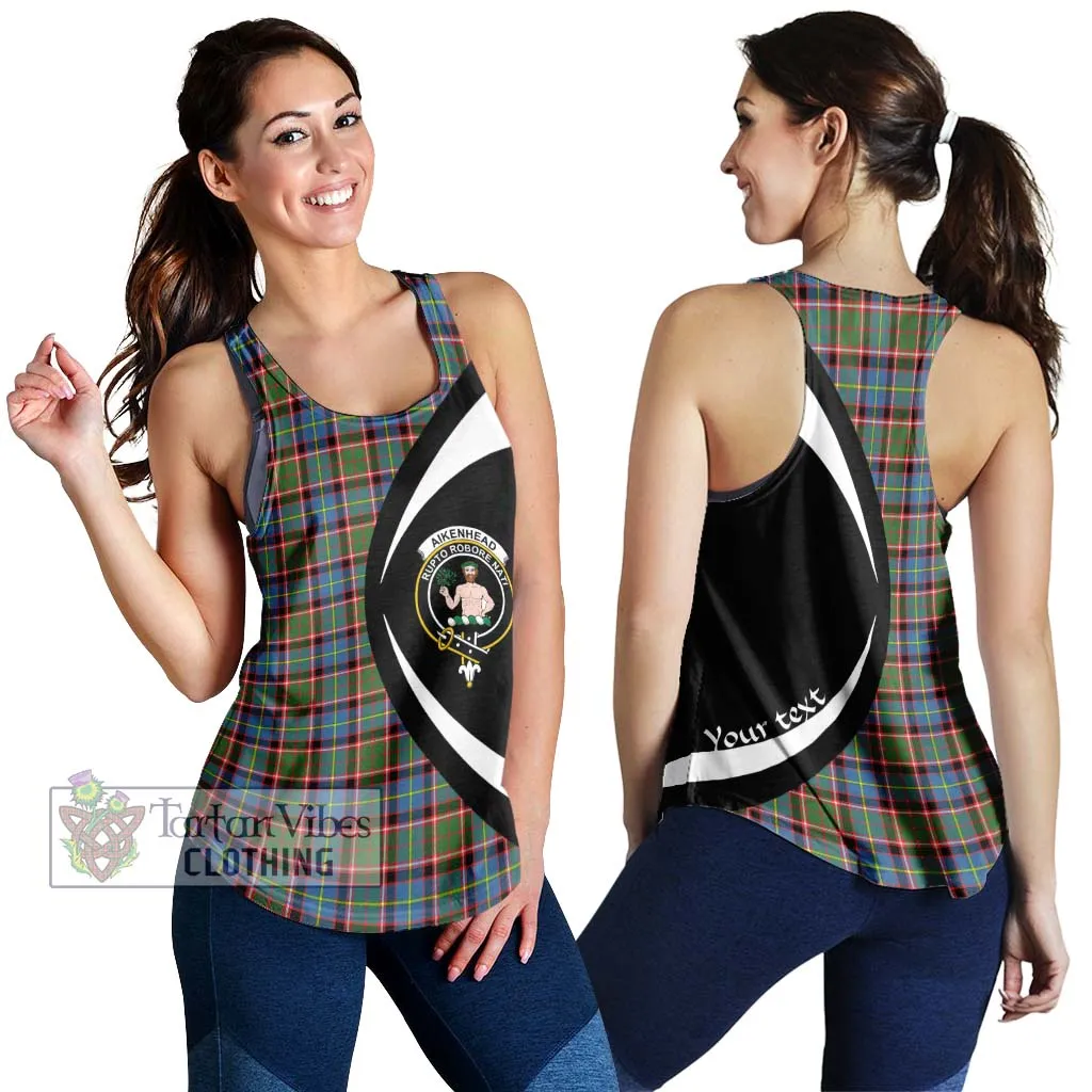 Aikenhead Tartan Women's Racerback Tanks with Family Crest Circle Style