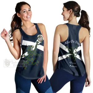 Aiton Tartan Lion Rampant Women's Racerback Tanks  Proudly Display Your Heritage with Alba Gu Brath and Clan Name