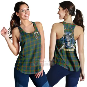 Aiton Tartan Women's Racerback Tanks with Family Crest Celtic Skull Style