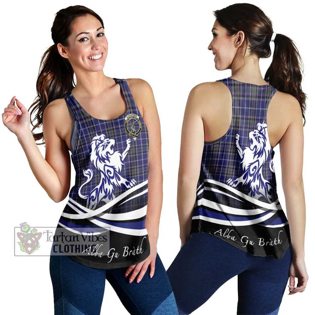 Alexander of Menstry Tartan Women's Racerback Tanks with Alba Gu Brath Regal Lion Emblem