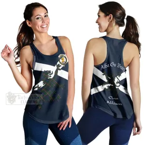 Allison Tartan Lion Rampant Women's Racerback Tanks  Proudly Display Your Heritage with Alba Gu Brath and Clan Name