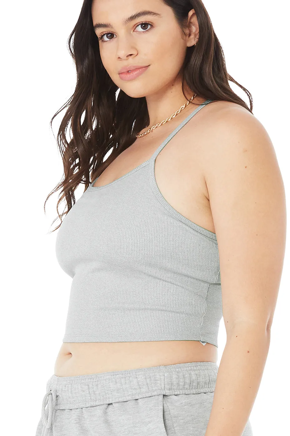 Alosoft Ribbed Crop Calm Tank - Athletic Heather Grey