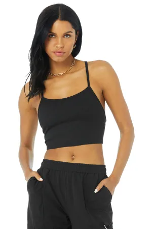 Alosoft Ribbed Crop Calm Tank - Black