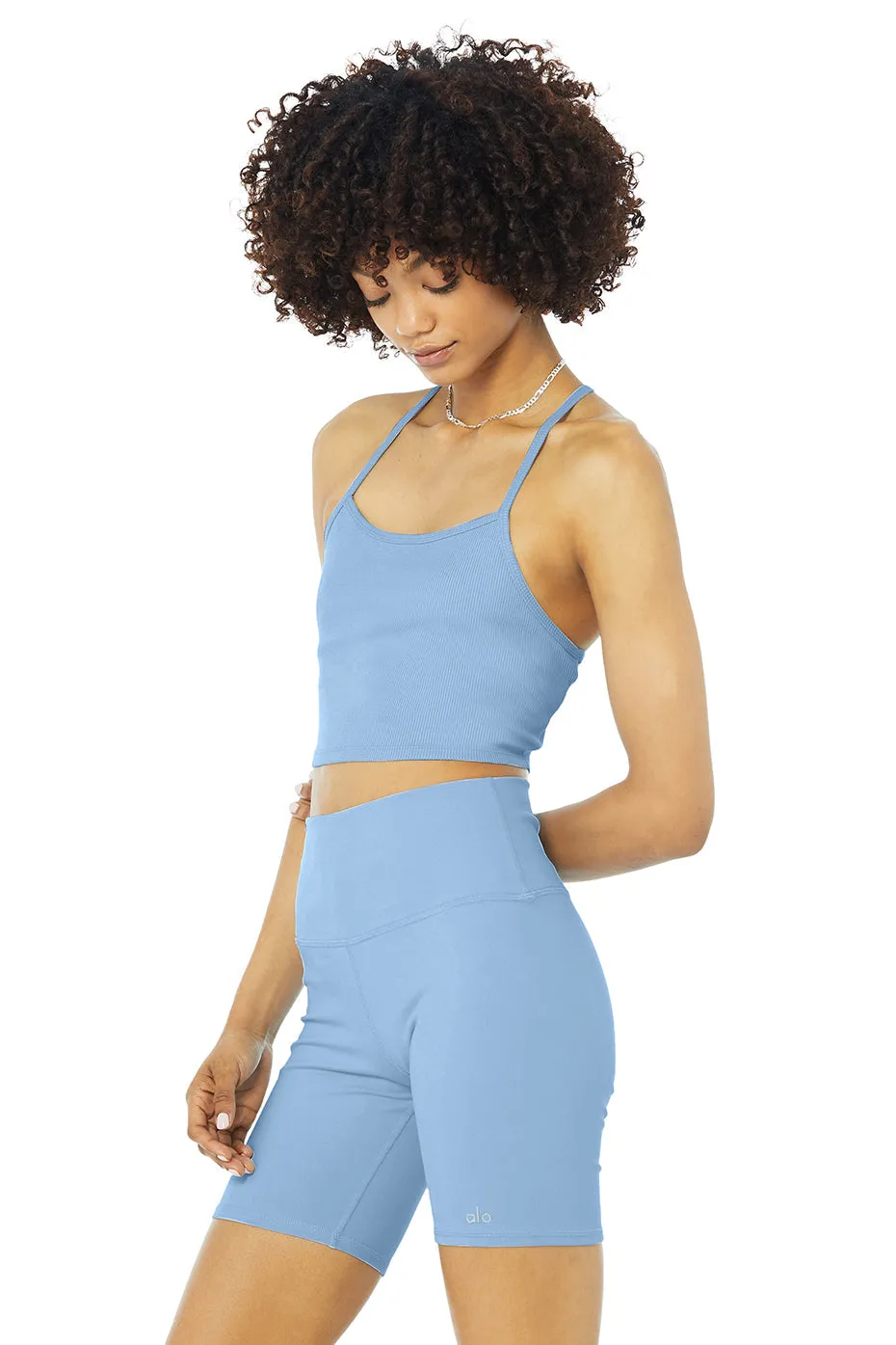 Alosoft Ribbed Crop Calm Tank - Blue Skies