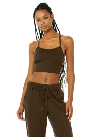 Alosoft Ribbed Crop Calm Tank - Espresso