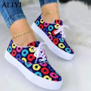 Amozae  Spring Fashion Canvas Shoes Women 2022 New Mix Colors Ladies Lace Up Comfy Casual Shoes 36-43 Large-Sized Outdoor Sport Sneakers