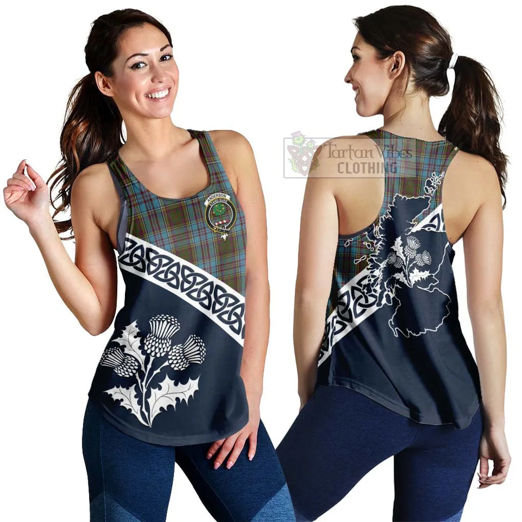 Anderson Tartan Women's Racerback Tanks Featuring Thistle and Scotland Map