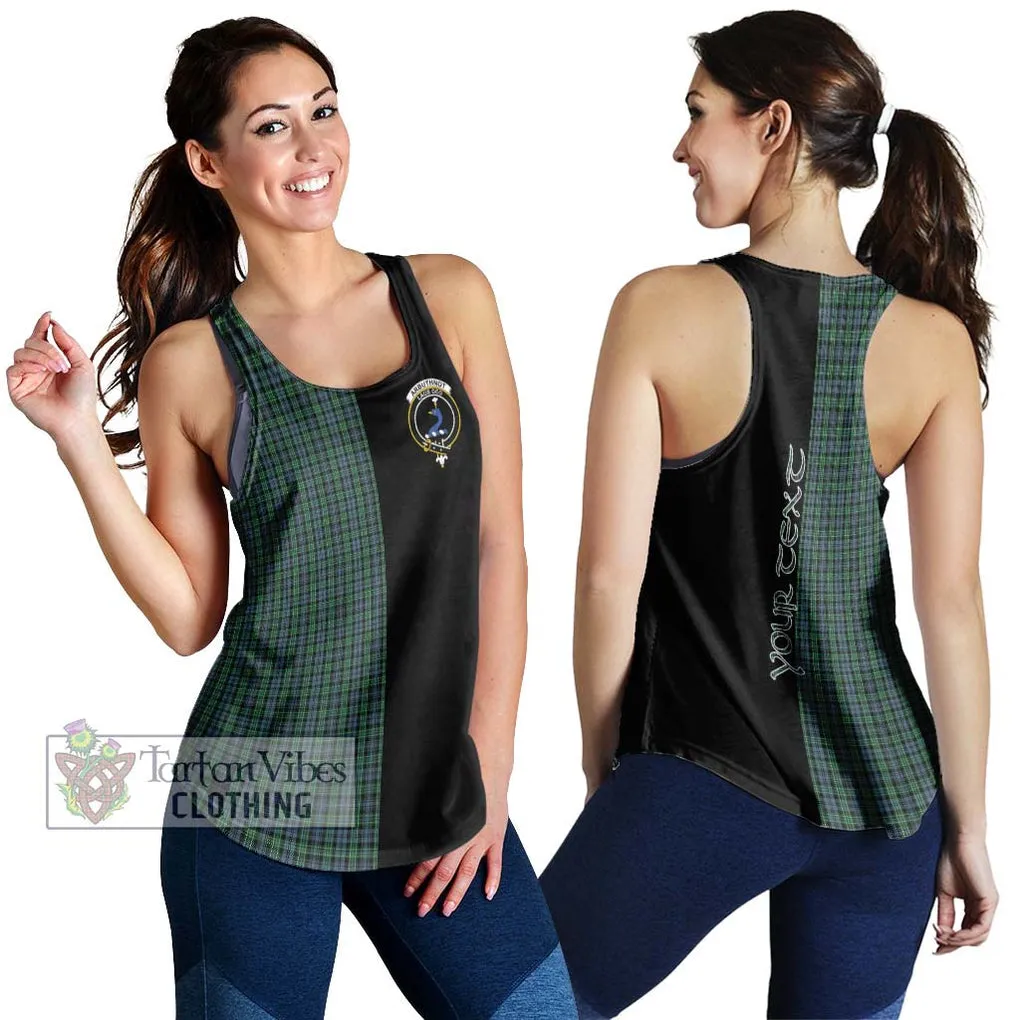 Arbuthnot Tartan Women's Racerback Tanks with Family Crest and Half Of Me Style