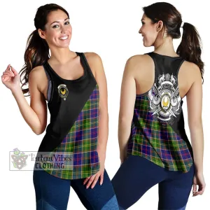 Arnott Tartan Women's Racerback Tanks with Family Crest and Military Logo Style