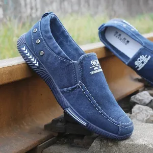 ARWEN & AJH GROUP Denim Men's Canvas Shoes Slip on Sneakers Male for Summer 2023 New Outdoor Driving Moccasin Trendy Vintage Loafers Shoes for Men