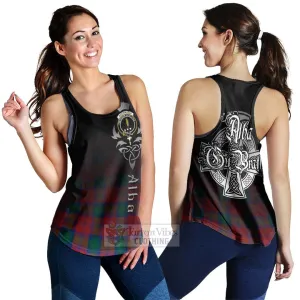 Auchinleck (Affleck) Tartan Women's Racerback Tanks Featuring Alba Gu Brath Family Crest Celtic Inspired