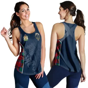 Auchinleck (Affleck) Tartan Women's Racerback Tanks with Family Crest and Scottish Thistle Vibes Sport Style