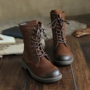 Autumn Winter Leather Retro Martin Women's Boots | Gift Shoes