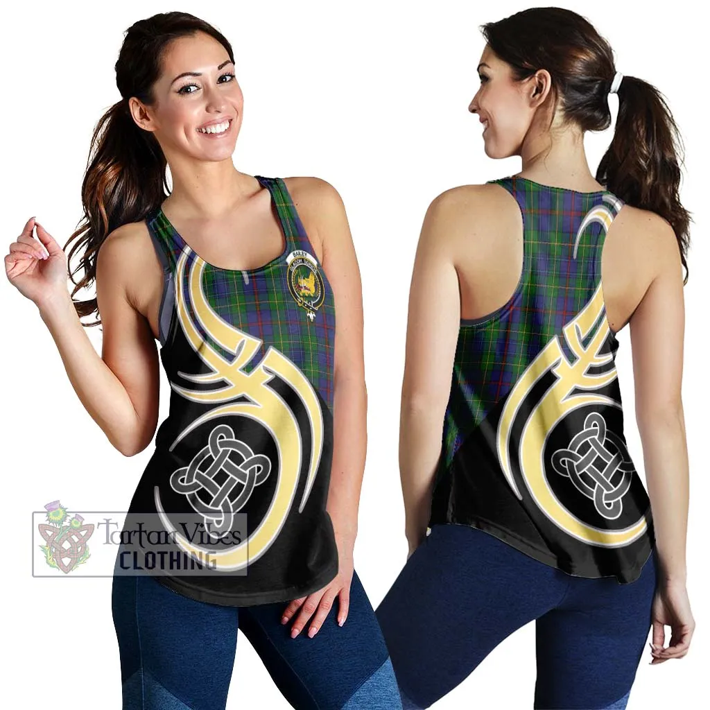 Bailey Tartan Women's Racerback Tanks with Family Crest and Celtic Symbol Style