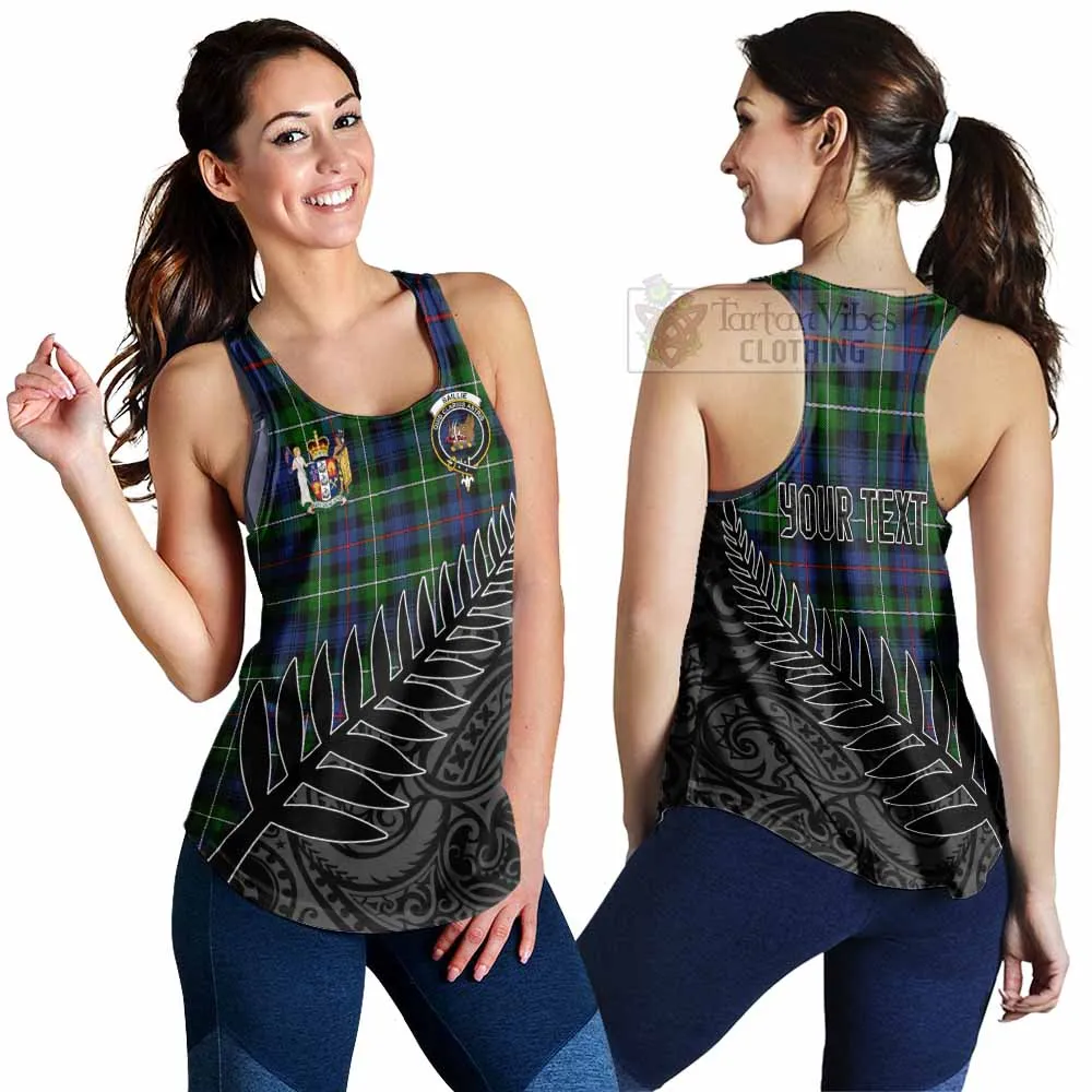 Baillie (Bailey) Crest Tartan Women's Racerback Tanks with New Zealand Silver Fern Half Style