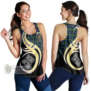 Baillie of Polkemmet Tartan Women's Racerback Tanks with Family Crest and Celtic Symbol Style