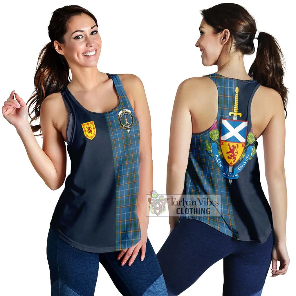 Bain Tartan Women's Racerback Tanks Alba with Scottish Lion Royal Arm Half Style