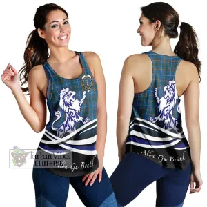 Bain Tartan Women's Racerback Tanks with Alba Gu Brath Regal Lion Emblem