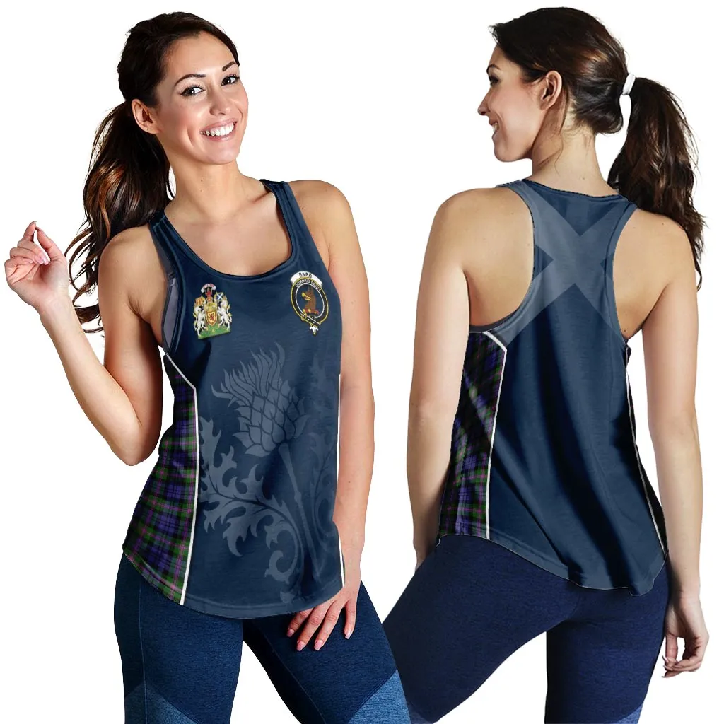 Baird Modern Tartan Women's Racerback Tanks with Family Crest and Scottish Thistle Vibes Sport Style