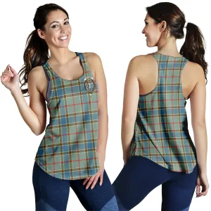 Balfour Blue Tartan Women Racerback Tanks with Family Crest