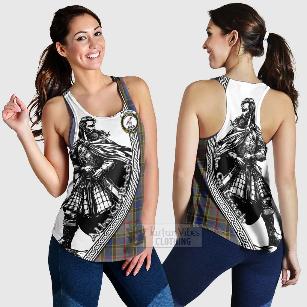 Balfour Tartan Clan Crest Women's Racerback Tanks with Highlander Warrior Celtic Style