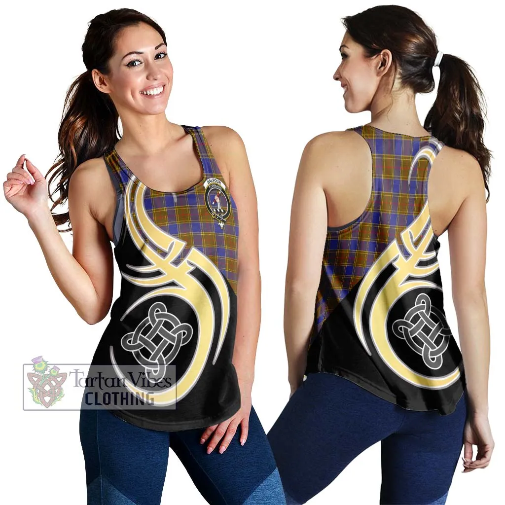 Balfour Tartan Women's Racerback Tanks with Family Crest and Celtic Symbol Style