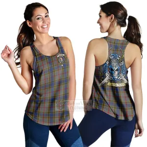 Balfour Tartan Women's Racerback Tanks with Family Crest Celtic Skull Style