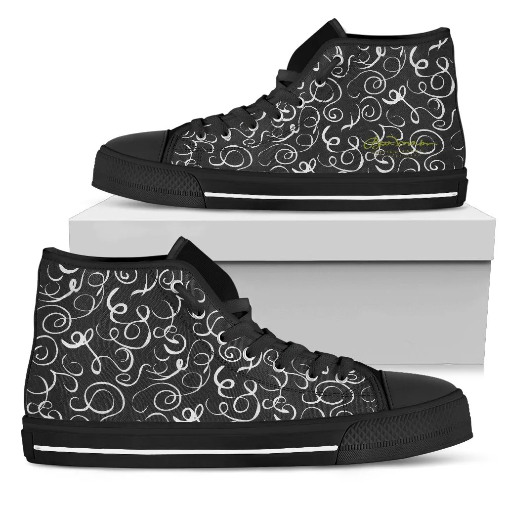 B&W  Squiggles High Top Sneakers