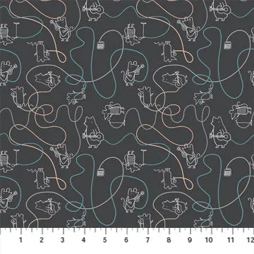 Band Practice - 1/2 Yard Quilting Cotton Fabric -Musicians - Figo Fabrics - Elephants, Music, Animals