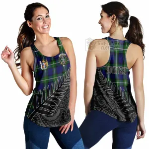 Bannerman Crest Tartan Women's Racerback Tanks with New Zealand Silver Fern Half Style