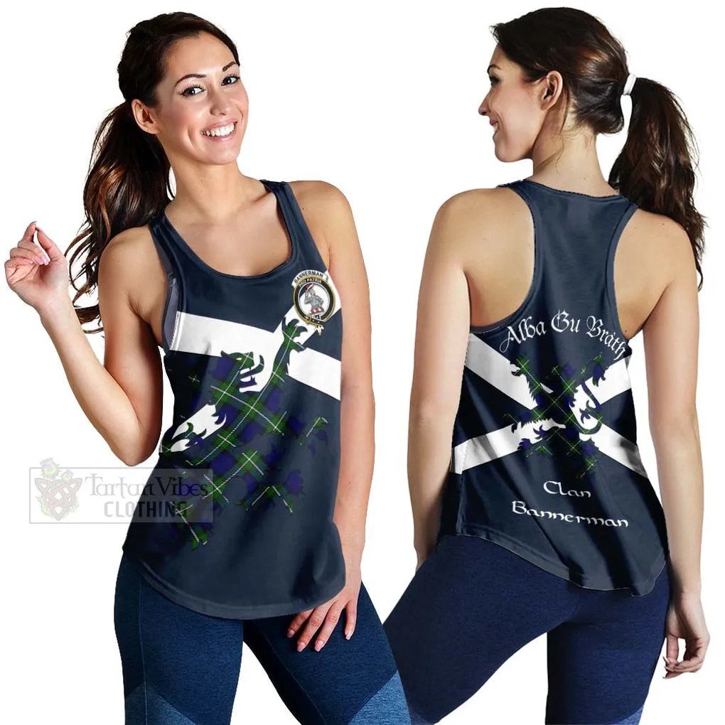 Bannerman Tartan Lion Rampant Women's Racerback Tanks  Proudly Display Your Heritage with Alba Gu Brath and Clan Name