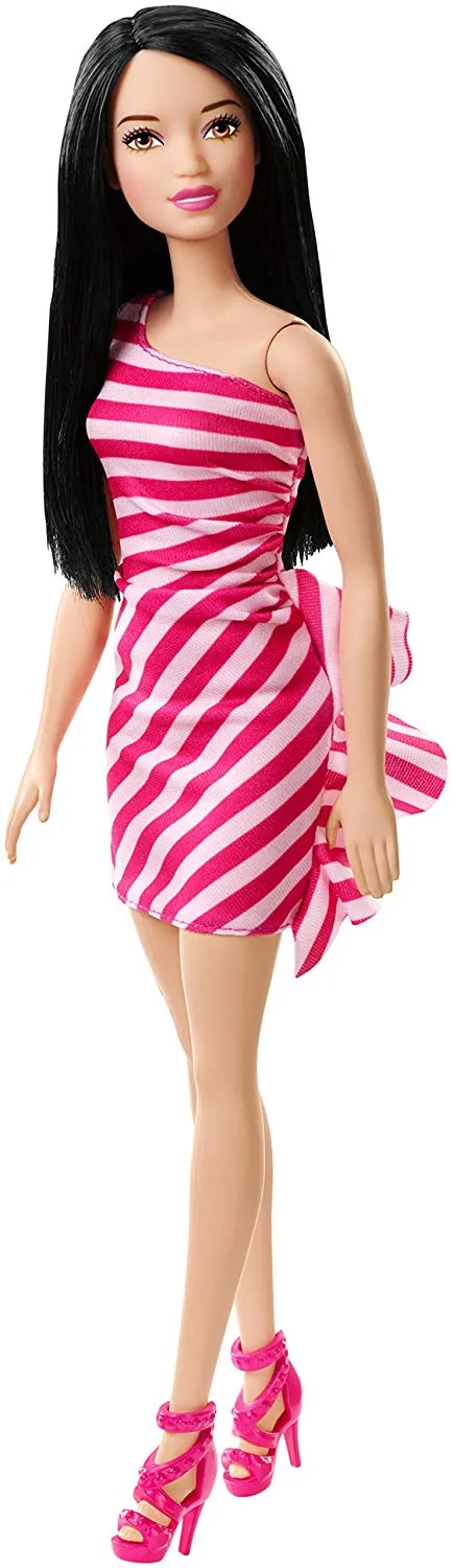 Barbie Glitz Doll, Pink Stripe Ruffle Dress