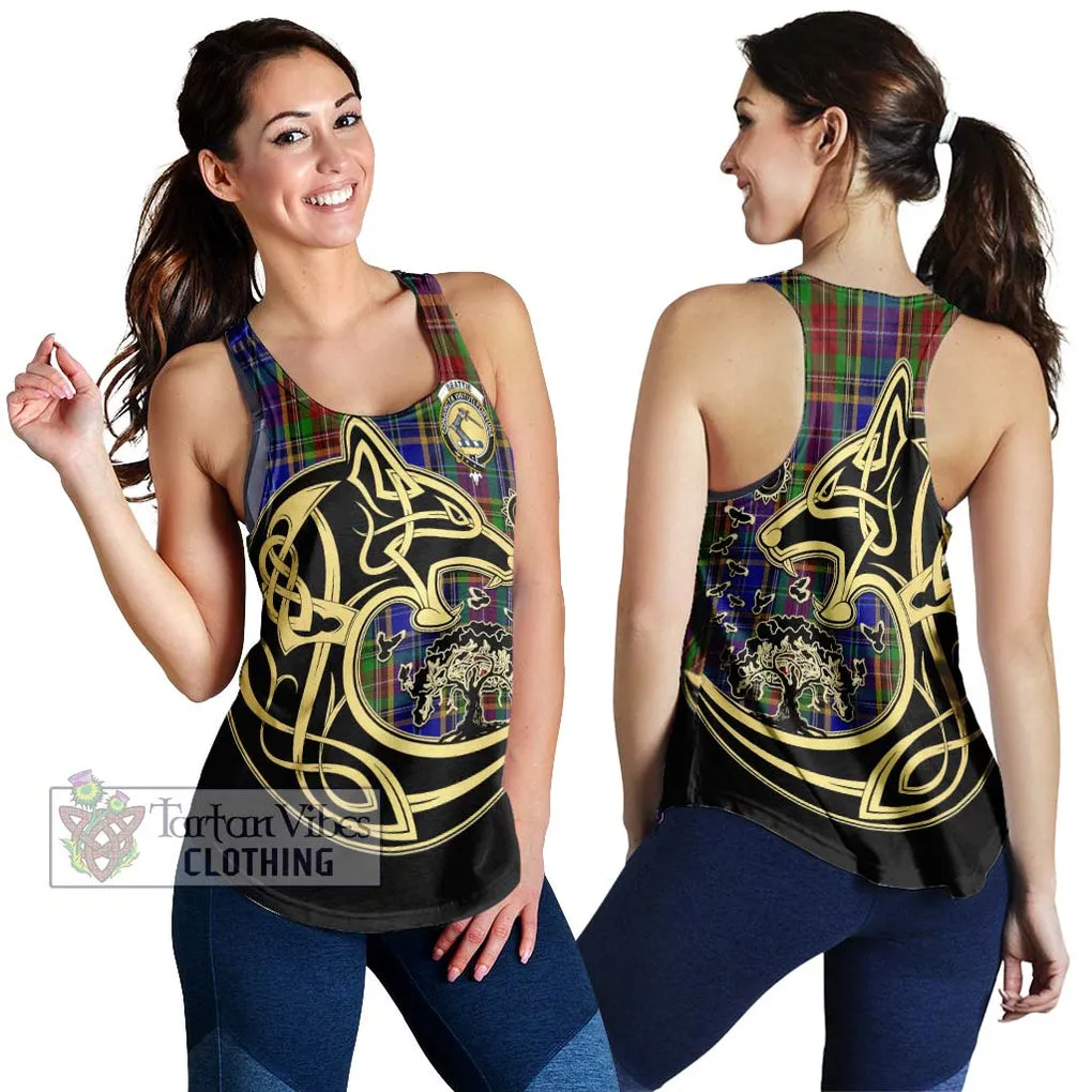 Beattie Tartan Women's Racerback Tanks with Family Crest Celtic Wolf Style