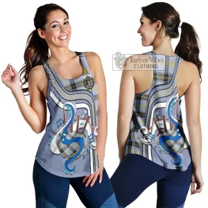 Bell Tartan Women's Racerback Tanks with Epic Bagpipe Style