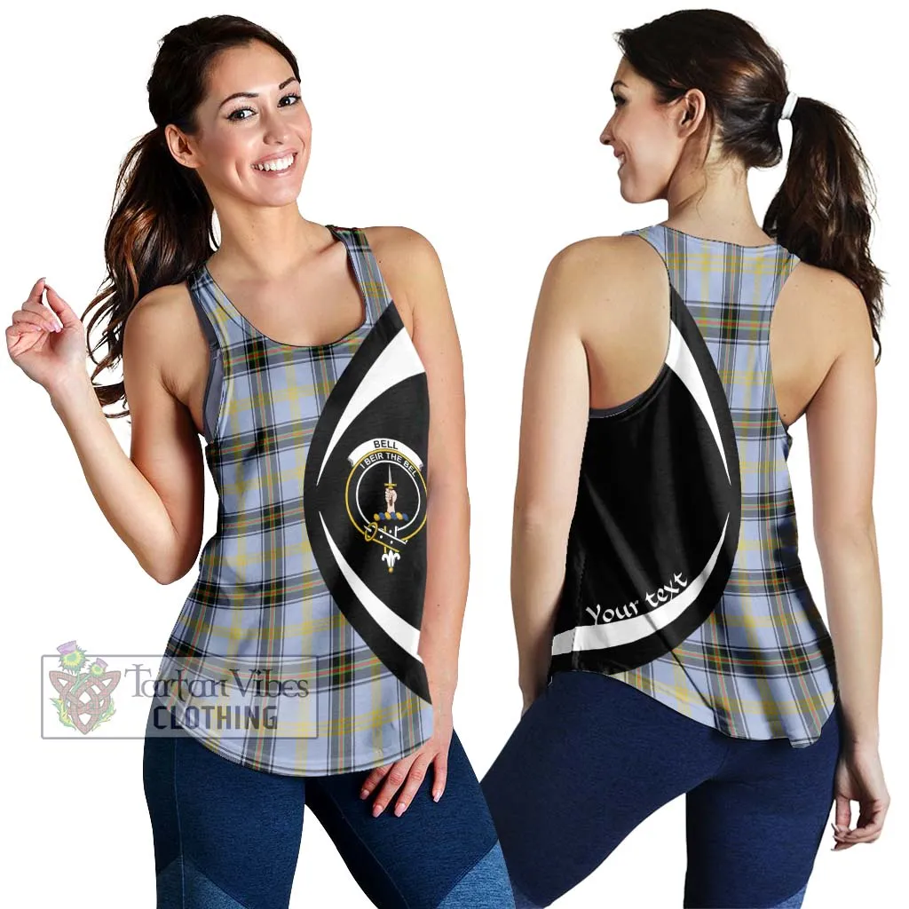 Bell Tartan Women's Racerback Tanks with Family Crest Circle Style