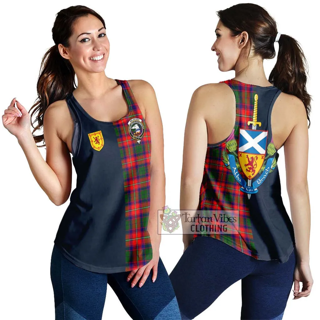 Belsches Tartan Women's Racerback Tanks Alba with Scottish Lion Royal Arm Half Style